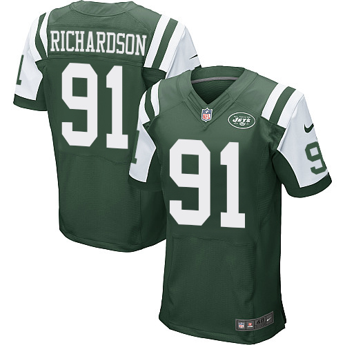 Men's Elite Sheldon Richardson Nike Jersey Green Home - #91 NFL New York Jets